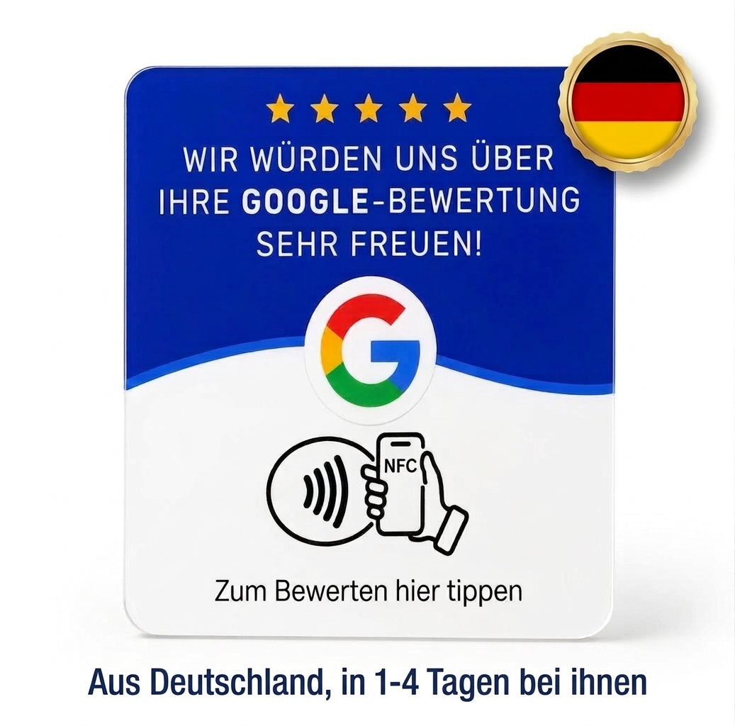 Google Bewertungskarte mit NFC — fertig programmiert geliefert