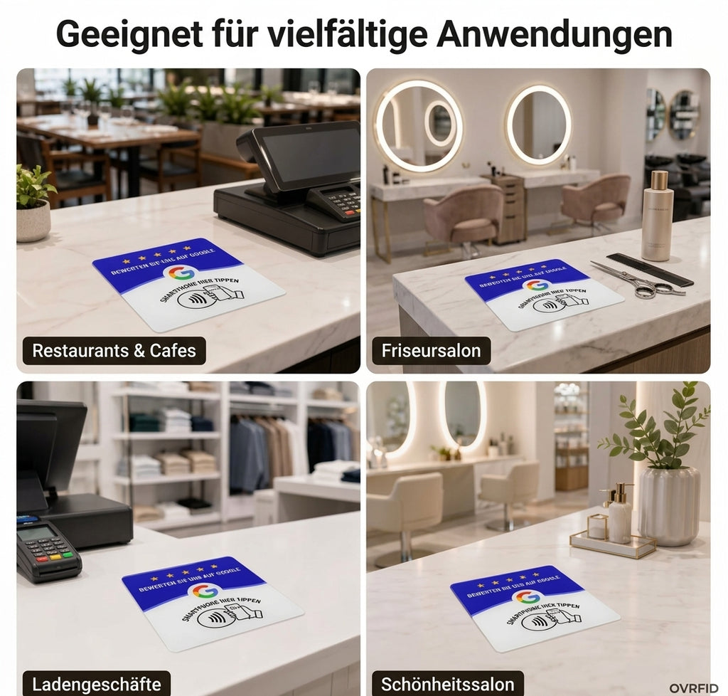 Google Bewertungskarte mit NFC — fertig programmiert geliefert
