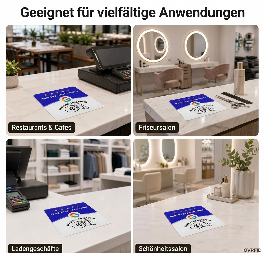 Google Bewertungskarte mit NFC — fertig programmiert geliefert